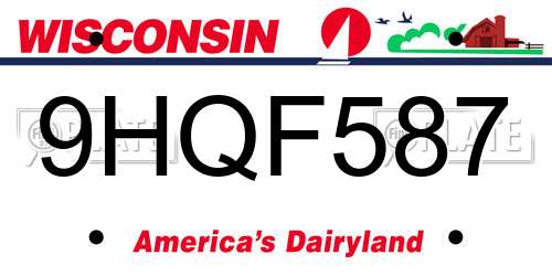 9HQF587 Wisconsin License Plate