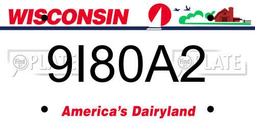 9I80A2 Wisconsin License Plate