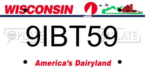 9IBT59 Wisconsin License Plate