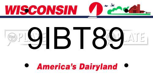 9IBT89 Wisconsin License Plate