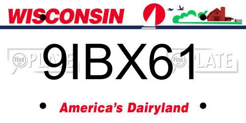9IBX61 Wisconsin License Plate