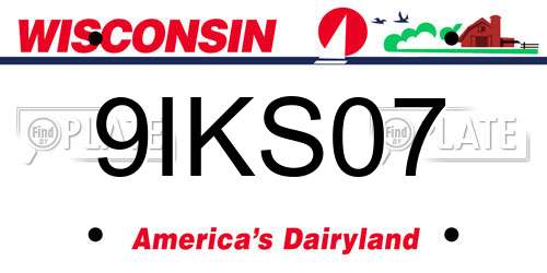 9IKS07 Wisconsin License Plate