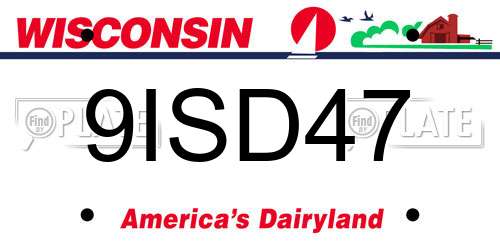 9ISD47 Wisconsin License Plate