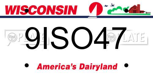 9ISO47 Wisconsin License Plate