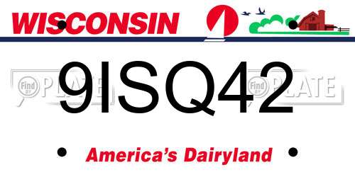 9ISQ42 Wisconsin License Plate