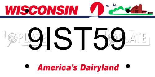9IST59 Wisconsin License Plate