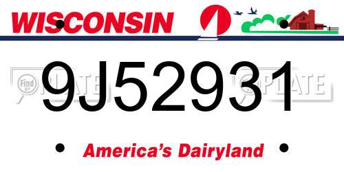9J52931 Wisconsin License Plate