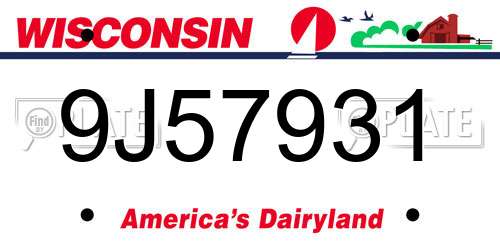 9J57931 Wisconsin License Plate