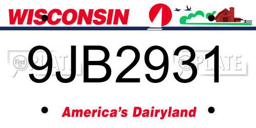 9JB2931 Wisconsin License Plate