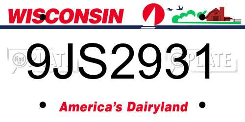 9JS2931 Wisconsin License Plate