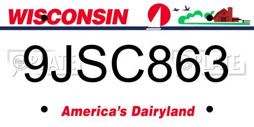 9JSC863 Wisconsin License Plate