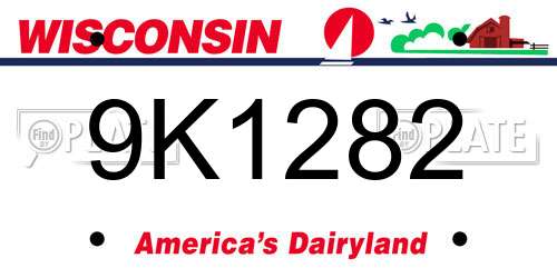 9K1282 Wisconsin License Plate