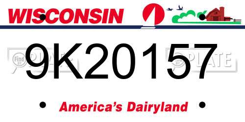 9K20157 Wisconsin License Plate