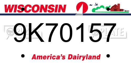 9K70157 Wisconsin License Plate