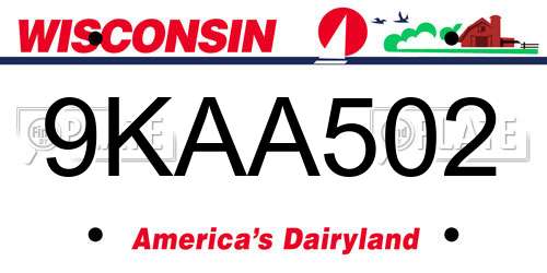 9KAA502 Wisconsin License Plate