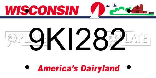 9KI282 Wisconsin License Plate