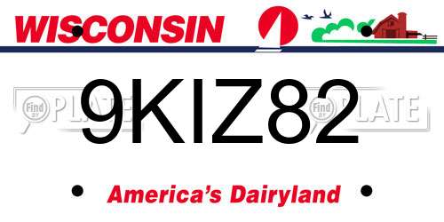 9KIZ82 Wisconsin License Plate