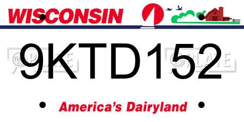 9KTD152 Wisconsin License Plate
