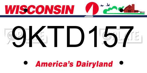 9KTD157 Wisconsin License Plate