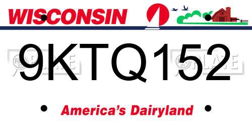 9KTQ152 Wisconsin License Plate
