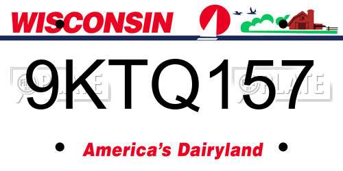 9KTQ157 Wisconsin License Plate