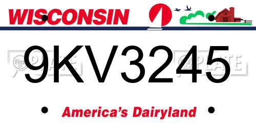 9KV3245 Wisconsin License Plate
