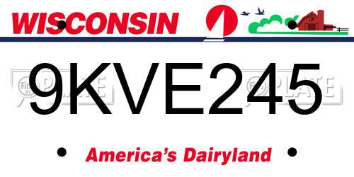 9KVE245 Wisconsin License Plate