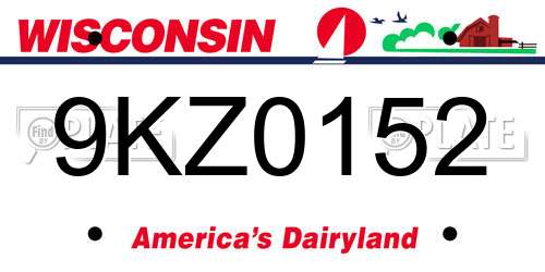 9KZ0152 Wisconsin License Plate