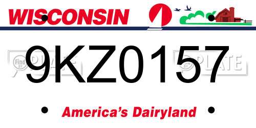 9KZ0157 Wisconsin License Plate