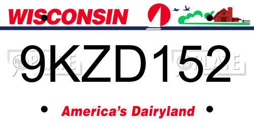 9KZD152 Wisconsin License Plate