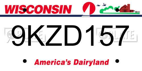 9KZD157 Wisconsin License Plate