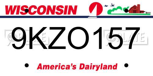 9KZO157 Wisconsin License Plate
