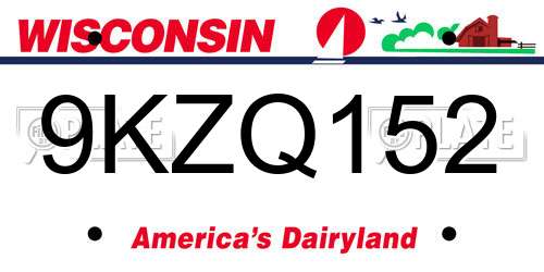 9KZQ152 Wisconsin License Plate