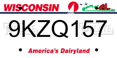 9KZQ157 Wisconsin License Plate