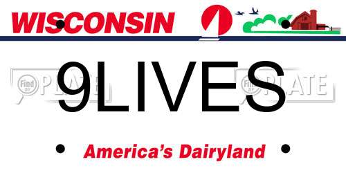 9LIVES Wisconsin License Plate