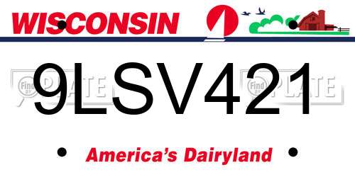 9LSV421 Wisconsin License Plate
