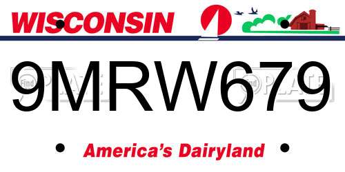 9MRW679 Wisconsin License Plate