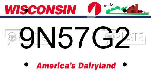 9N57G2 Wisconsin License Plate