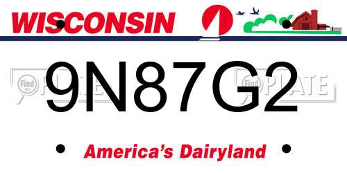 9N87G2 Wisconsin License Plate