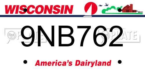 9NB762 Wisconsin License Plate