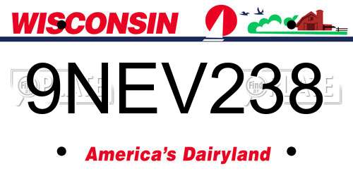 9NEV238 Wisconsin License Plate