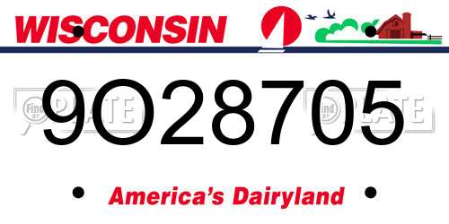 9O28705 Wisconsin License Plate