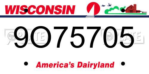 9O75705 Wisconsin License Plate