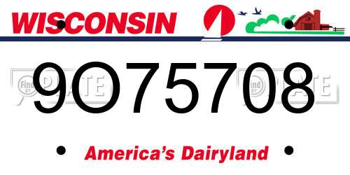9O75708 Wisconsin License Plate