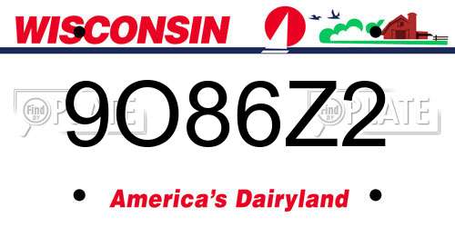 9O86Z2 Wisconsin License Plate