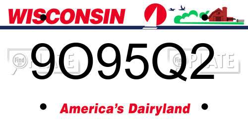 9O95Q2 Wisconsin License Plate