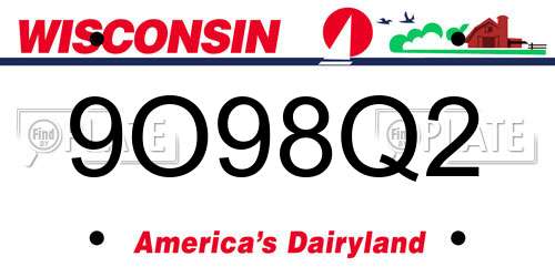9O98Q2 Wisconsin License Plate