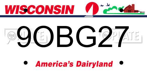 9OBG27 Wisconsin License Plate