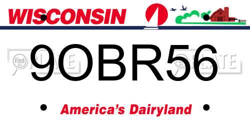 9OBR56 Wisconsin License Plate