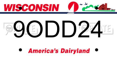 9ODD24 Wisconsin License Plate